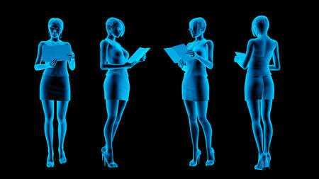 erotic secretary woman in different poses in x-ray. 3d renderingの写真素材