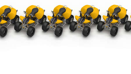 row of ATVs above view with copy space. 3d renderingの写真素材