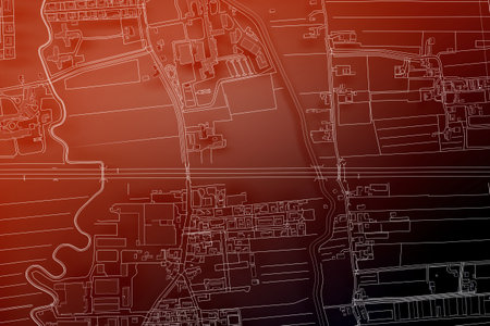 black cartography map city top view toning. 3d rendering