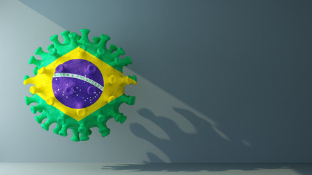 Brazil on covid-19 virus with copy space. 3d renderingの写真素材