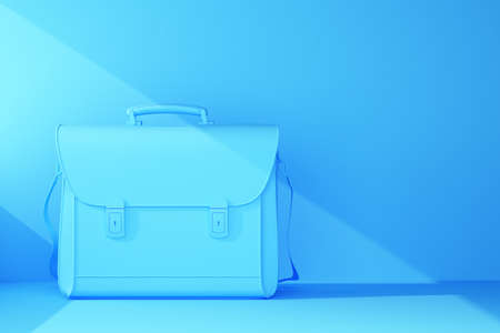 plain blue briefcase with beam of light. 3d renderingの写真素材