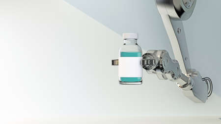 robot hand holding a medical ampoule. 3d renderingの写真素材