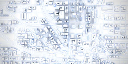 white low poly modern downtown top view. 3d rendering