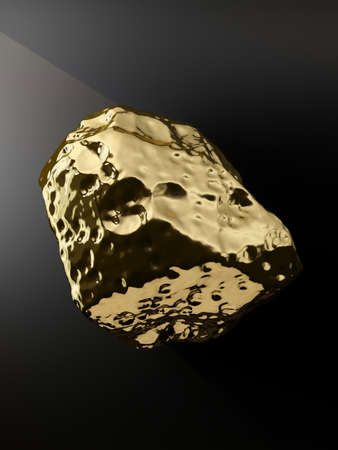 gold nugget on black background. 3d renderingの写真素材