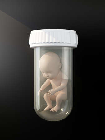 embryo human in capsule on black background. 3d renderingの写真素材