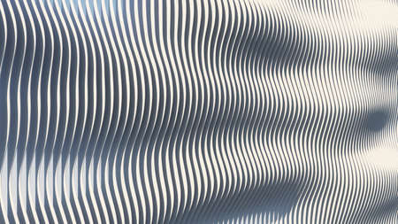 white ribbed undulating wall. 3d renderingの写真素材