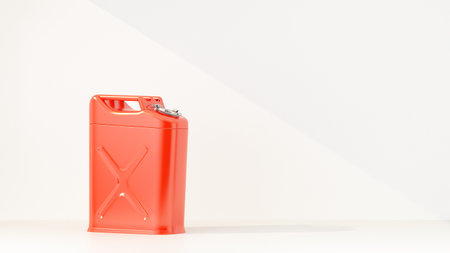 red canister in a beam of light and copy space. 3d renderingの写真素材