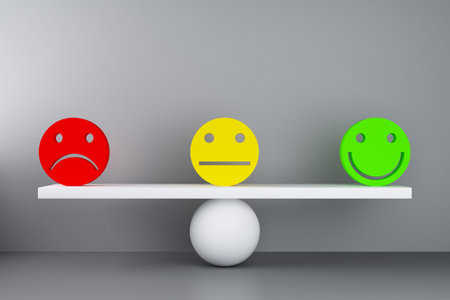 swing mood balance concept with emoticons. 3d renderingの写真素材