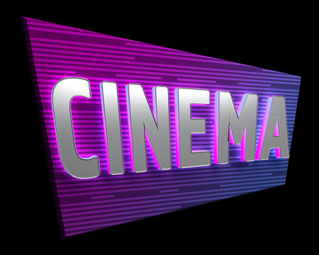 sign with the words cinema isolated on black. 3d renderingの写真素材