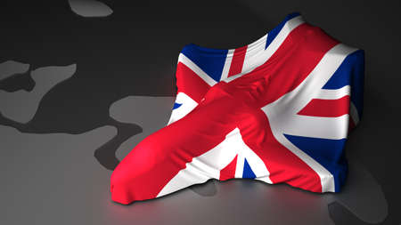 airplane is covered with the flag of the Great Britain. 3d renderingの写真素材