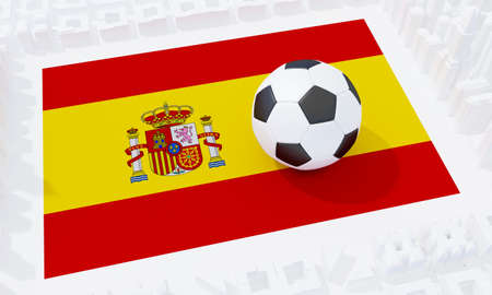 soccer ball on the spain flag. 3d renderingの写真素材