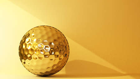 golden golf ball with copy space. 3d renderingの写真素材