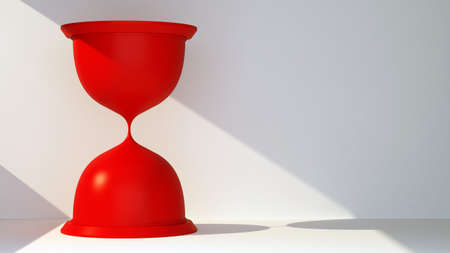 red hourglass with copy space. 3d renderingの写真素材