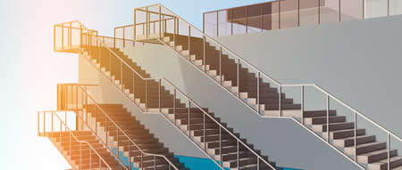 background with multiple stairs with flare. 3d rendering