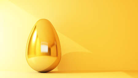 golden egg in ray of light with copy space. 3d renderingの写真素材