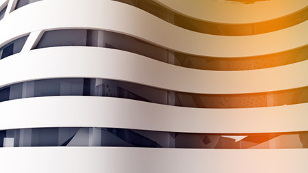 close-up of futuristic architectural wave forms. 3d renderingの写真素材