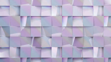 glossy pastel colors wall with square planes texture. 3d rendering