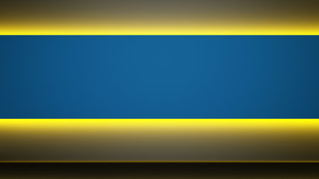 blue horizontal stripe with yellow backlighting. 3d renderingの写真素材