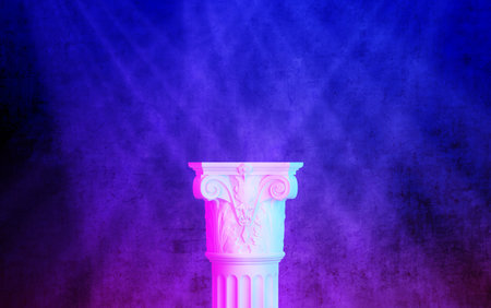 top of an antique column in rays light. 3d renderingの写真素材