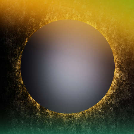black circle with yellow backlighting. 3d rendering