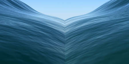 unreal cavity ocean surface with horizon. 3d renderingの写真素材