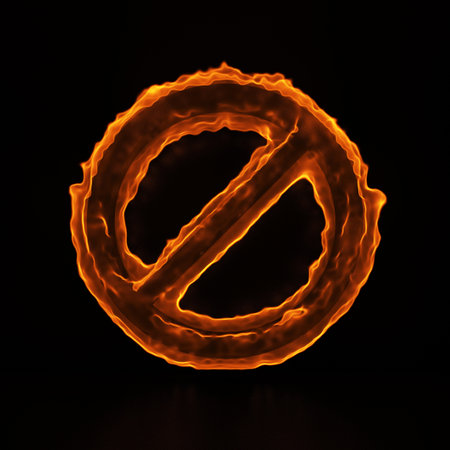 burning prohibition symbol on black. 3d renderingの写真素材