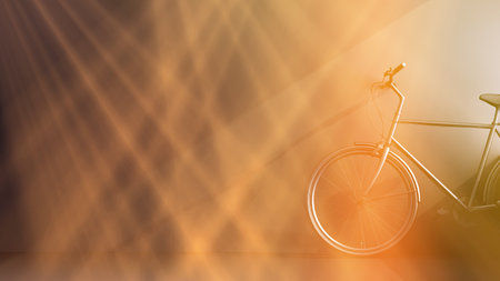 part black bicycle in ray of light. 3d rendering