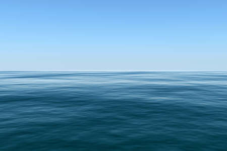 seascape calm waters with clear skiesの写真素材