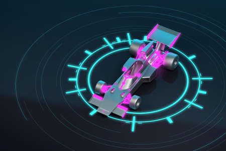 conditional racing car with highlighted details. 3d renderingの写真素材