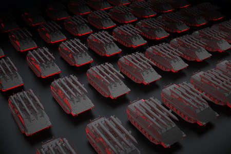 large black group rocket launcher truck. 3d rendering