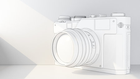 white model camera in the style of black lines. 3d renderingの写真素材