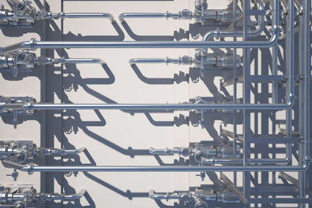 industrial background with metal structures from pipes. 3d rendering