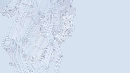 light background with closeup mechanical design and copy space. 3d renderingの写真素材