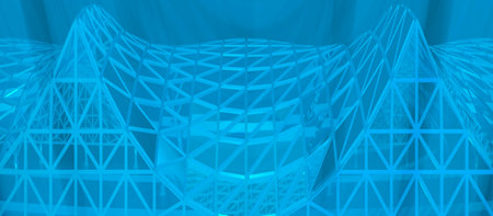 background with blue architectural parametric design close up. 3d renderingの写真素材