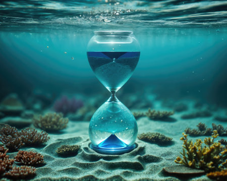 concept hourglass at the bottom of the seaの素材