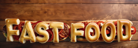 inscription fastfood in the form of bakery productsの素材