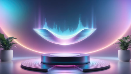 background with a hemisphere turns into wavesの素材