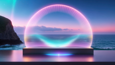 background with a hemisphere turns into wavesの素材