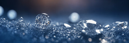 close-up of a glittering body of diamond, which is adorned with tiny blue beads.の素材