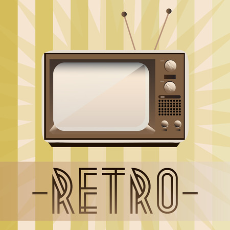 Retro TV with old fashioned backgroundのイラスト素材