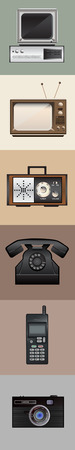 Retro electronic devicesのイラスト素材
