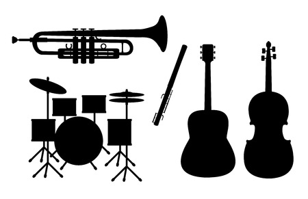 Silhouettes of musical instrumentsのイラスト素材