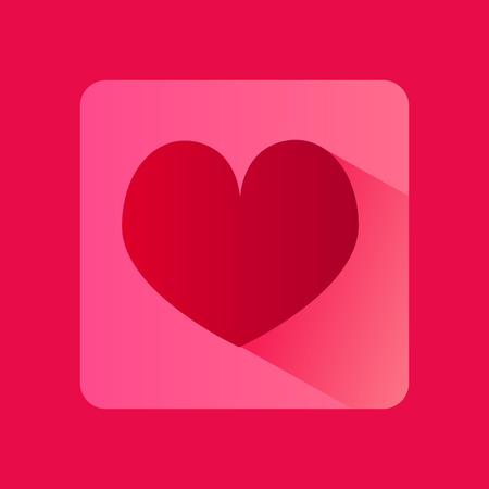 Vector flat icon of red heart with shadowのイラスト素材