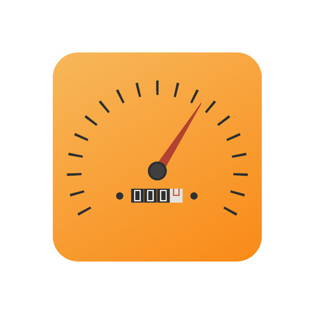 Vector button with speedometer in orange color - icon of the applicationのイラスト素材