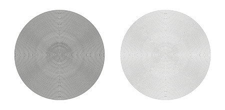 Concentric geometric circles with lines 2 mm apart - two very thin circles with different thicknessesのイラスト素材