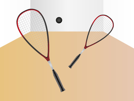 Squash game - imaginary game between two players - vector illustrationのイラスト素材