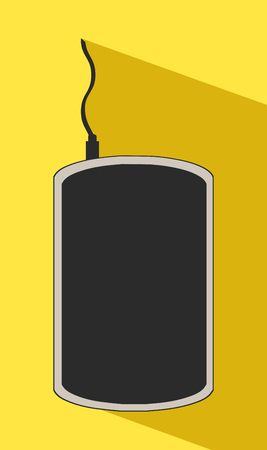 flat icon design of hard disk storage with dark shadow on yellow background.のイラスト素材