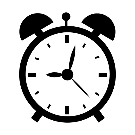 illustration of a black and white clock isolated on white background.のイラスト素材