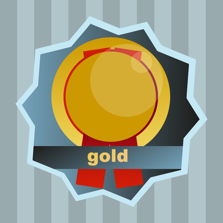 gold medal in the star with inscription on striped backgroundのイラスト素材