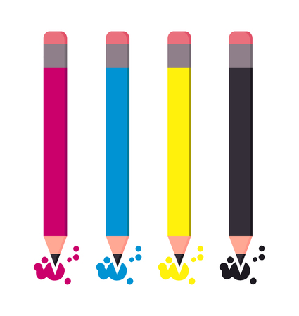 Vector illustration of cmyk crayons - cyan, magenta, yellow, black colorのイラスト素材